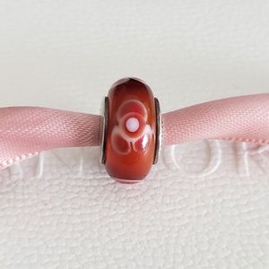 Pandora Red Flower Glass Charm